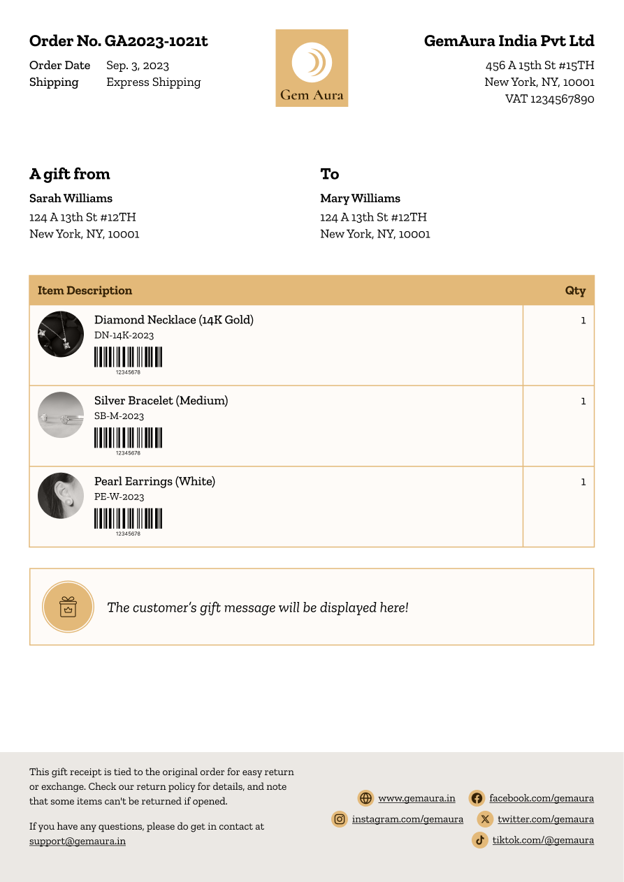 Celestial - Gift receipt