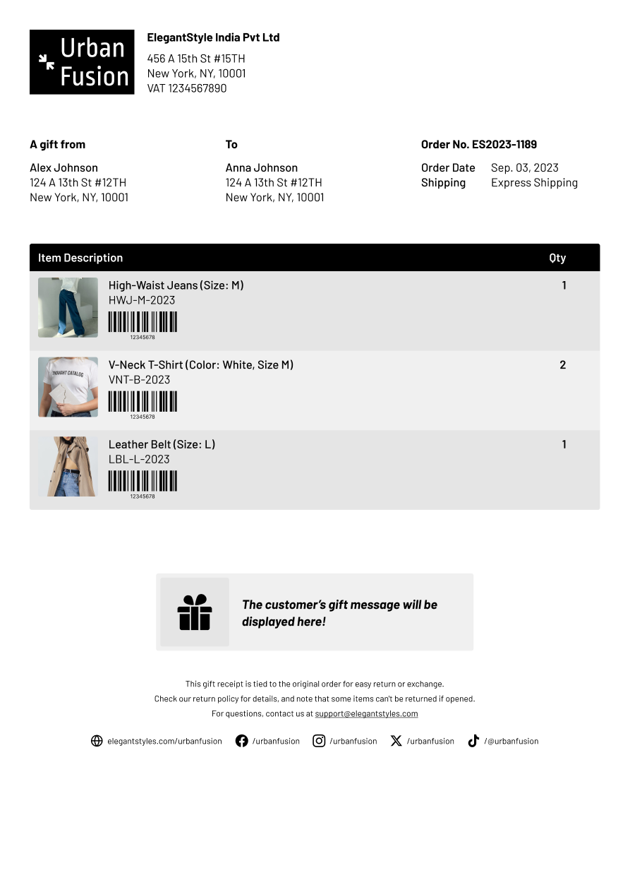 Timeless - Gift receipt